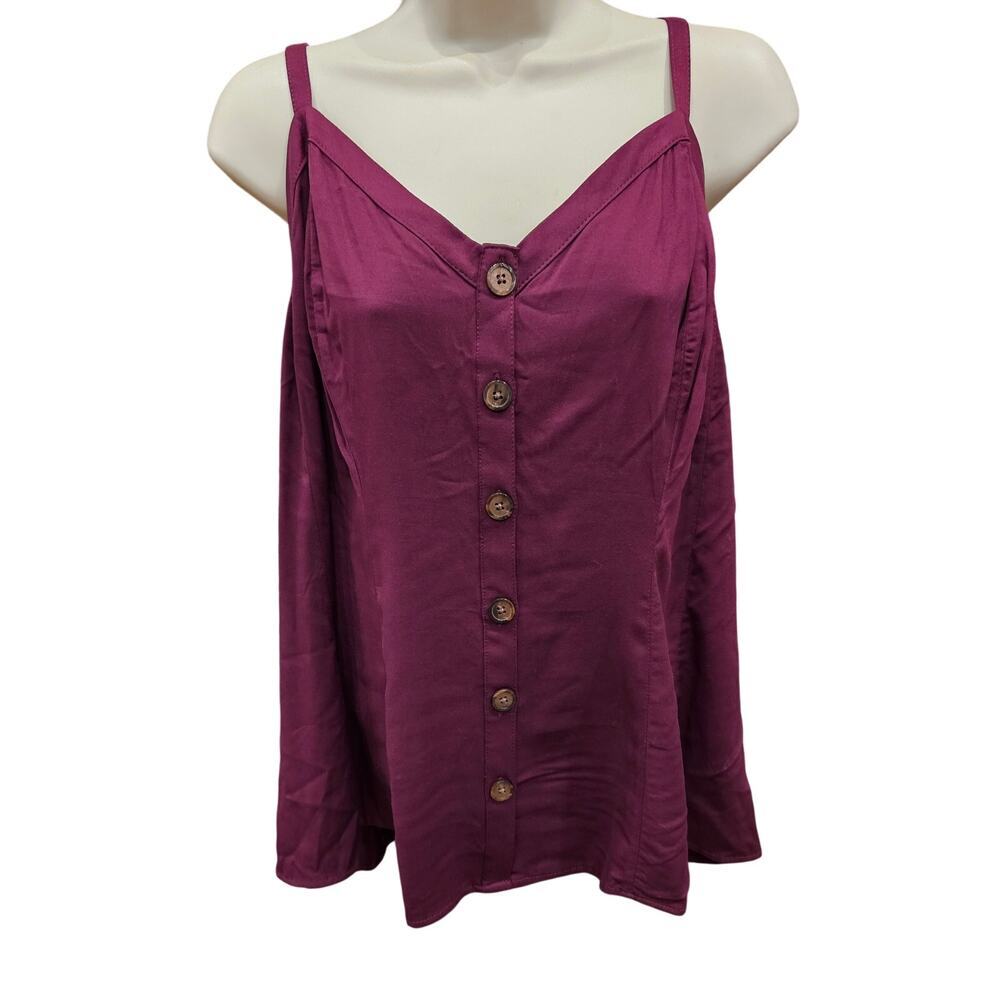 NWT tank Torrid Stretch Challis Flare Cami Purple 3 3X layering button front